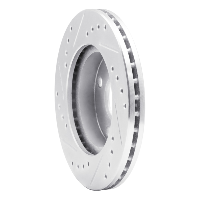 Ford Escort Brake Rotor (1) - Front Left - R1 Concepts - Drilled & Slotted - Silver - `90-`01